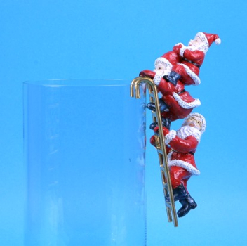 Weihnachtsmänner auf Leiter, 3 Stck., rot-weiß